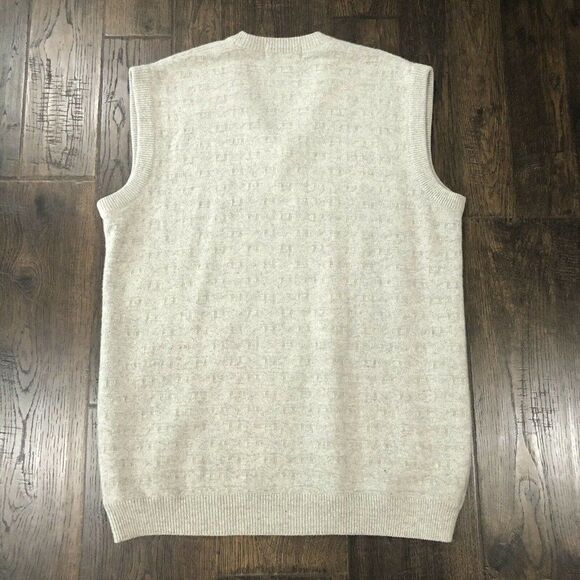 Vintage Oster Size 42 Wool Sweater Vest Beige‎ Tan V Neck Grandpa - Picture 11 of 11